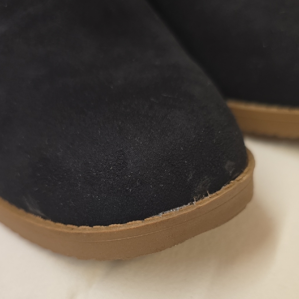 Sun + Stone Black Suede Block Heel Ankle Boots - Picture 3 of 9
